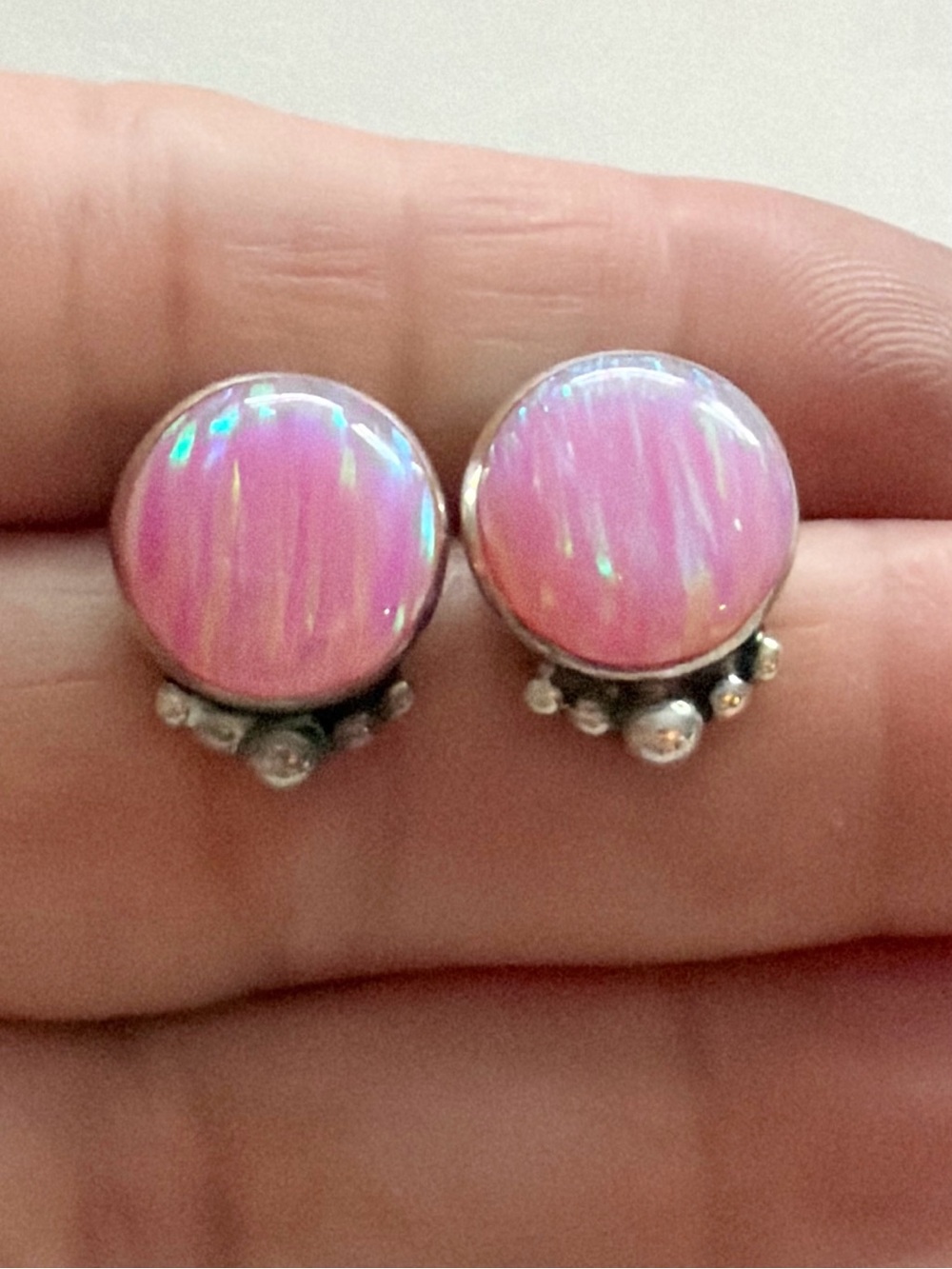 Vintage Southwestern Pink Opal Sterling Silver Earrings